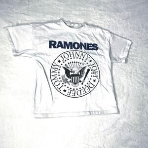 Ramones Kids Cropped T Shirt White Size 4 Band Tee